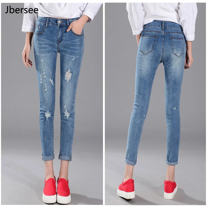Jbersee Women's Mid Waist Jeans Spring Casual Ankle-Length Pants Woman Slim Hole Jeans Skinny Elastic Pencil Pants Jeans Woman
Jbersee Women's Mid Waist Jeans Spring Casual Ankle-Length Pants Woman Slim Hole Jeans Skinny Elastic Pencil Pants Jeans Woman