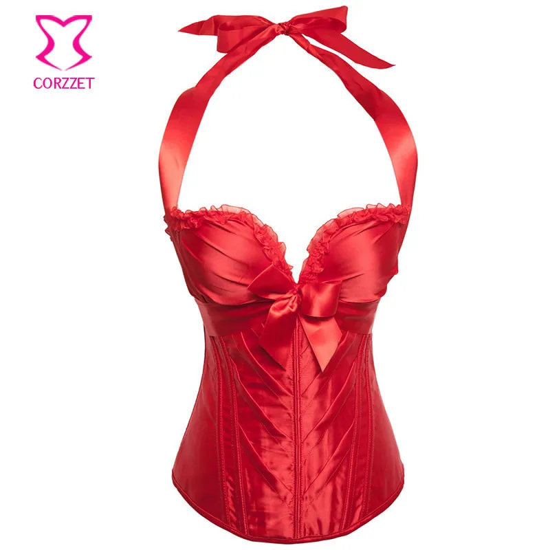 Red Satin Bows Halter Push Up Bustier Corset Sexy Lingerie Plus Size 6XL Gothic Clothing Victorian Burlesque Costumes For Women
Red Satin Bows Halter Push Up Bustier Corset Sexy Lingerie Plus Size 6XL Gothic Clothing Victorian Burlesque Costumes For Women