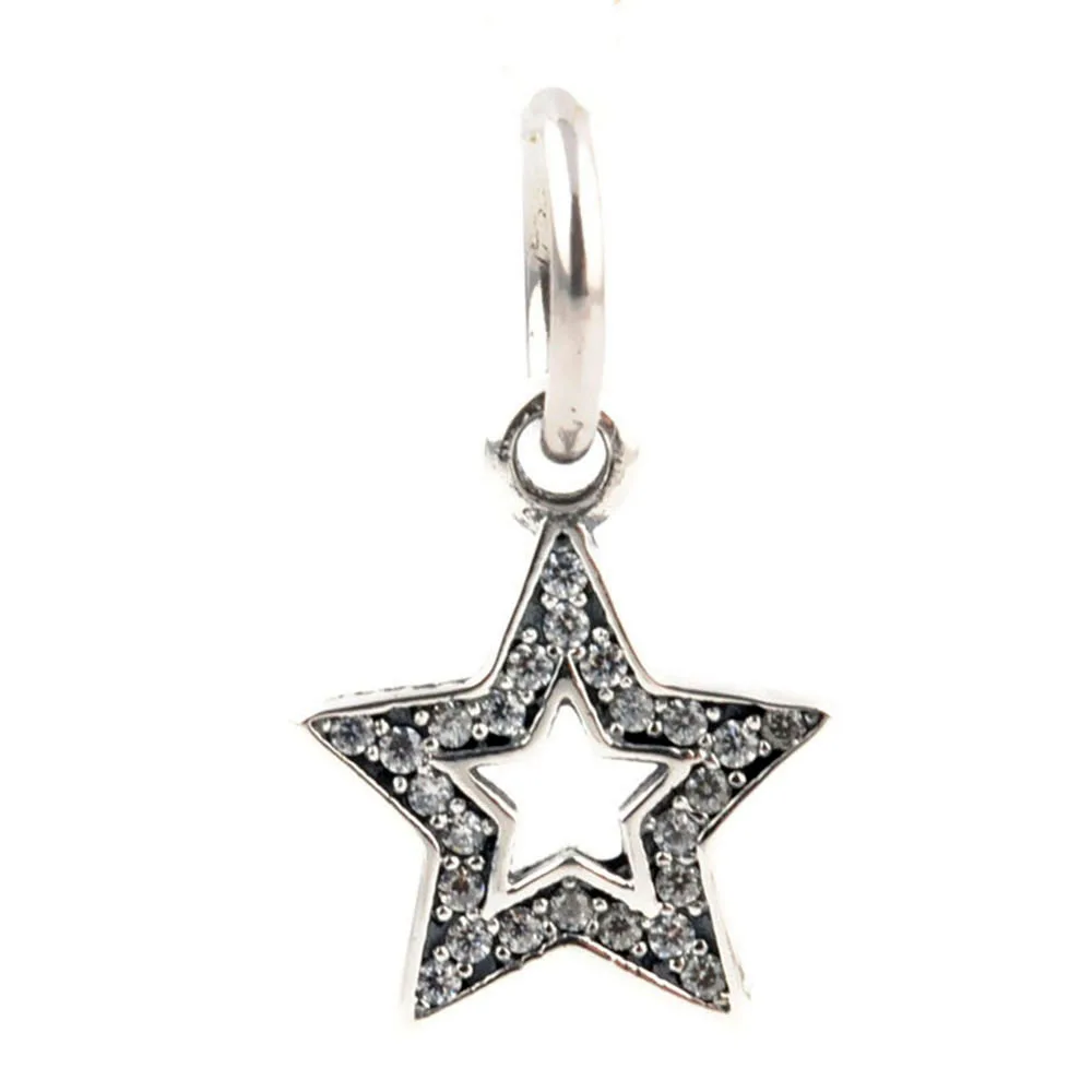

Authentic 925 Sterling Silver Charm Shining Stars Crystal Pendant Beads For Original Pandora Charm Bracelets & Bangles Jewelry