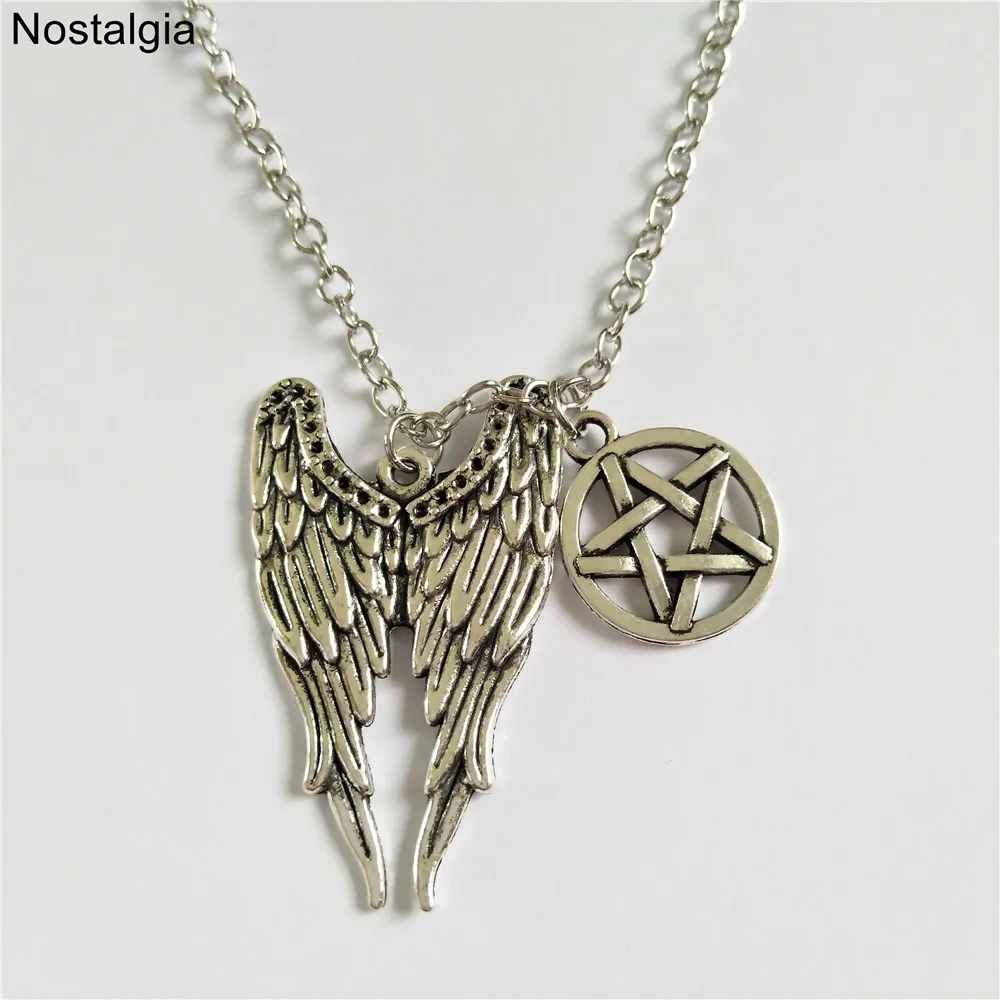 Ностальгия Wicca 2 подвески пентаграмма и крыло сверхъестественные ангельские