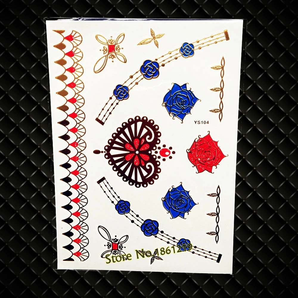 New New Unique Desigsn Rose Flower Temporary Tattoo Gold metallic Waterproof Tattoo Stickers GYS104 Women Henna REd Heart Tattoo
New New Unique Desigsn Rose Flower Temporary Tattoo Gold metallic Waterproof Tattoo Stickers GYS104 Women Henna REd Heart Tattoo