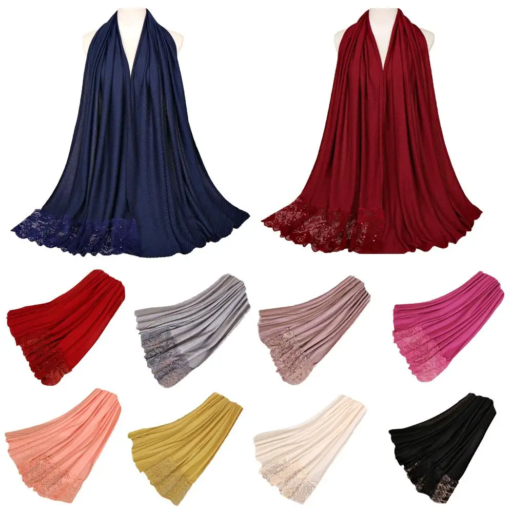 Women Solid Cotton Lace Floral Beading Scarf Muslim Hijab Large Shawl Scarves Long Scarf Islamic Turban Arab Fashion 200*70cm
Women Solid Cotton Lace Floral Beading Scarf Muslim Hijab Large Shawl Scarves Long Scarf Islamic Turban Arab Fashion 200*70cm