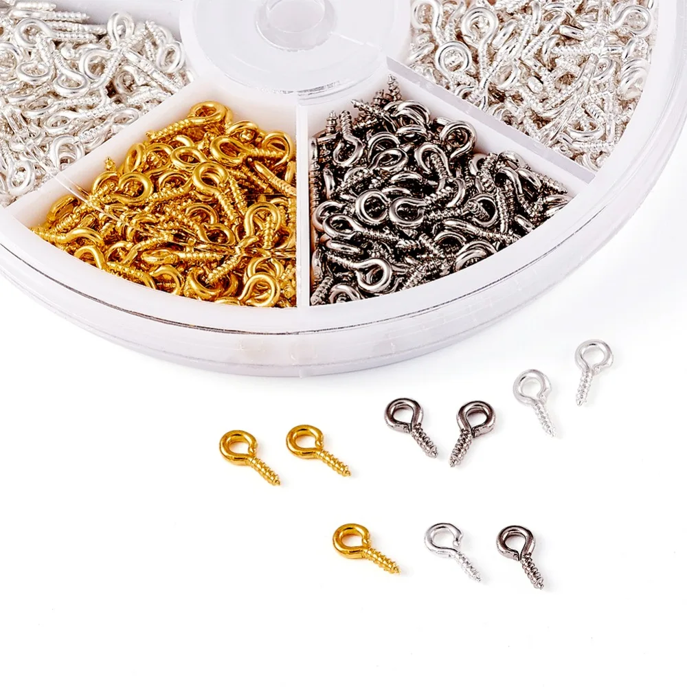 1 Box Three Colors Iron Screw Eye Pin Bail Peg, For Half-drilled Beads, Golden, Platinum and Silver Color, 8x4x1mm, Hole: 2mm
1 Box Three Colors Iron Screw Eye Pin Bail Peg, For Half-drilled Beads, Golden, Platinum and Silver Color, 8x4x1mm, Hole: 2mm