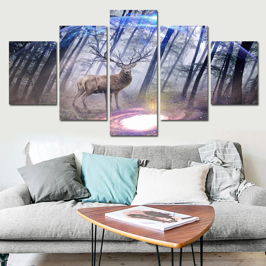 5 Panels Canvas Prints Elk In Forest Pine Tree canvas painting poster home decor fashion deer wall art for living room FA488
5 Panels Canvas Prints Elk In Forest Pine Tree canvas painting poster home decor fashion deer wall art for living room FA488