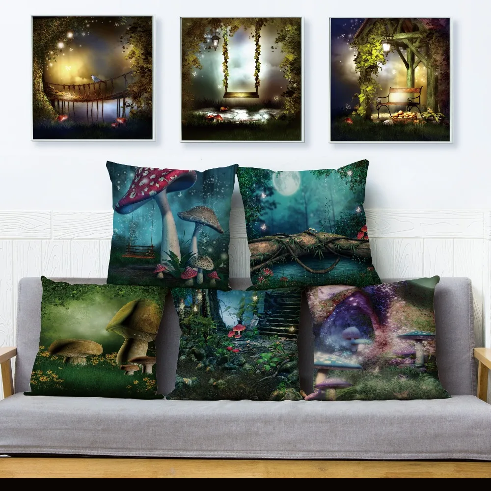 Tree Mushroom House Cushion Cover for Sofa Home Decor Throw Psychedelic Forest Pillowcase Print Scenic Pillow Case Linen 45*45cm
Tree Mushroom House Cushion Cover for Sofa Home Decor Throw Psychedelic Forest Pillowcase Print Scenic Pillow Case Linen 45*45cm