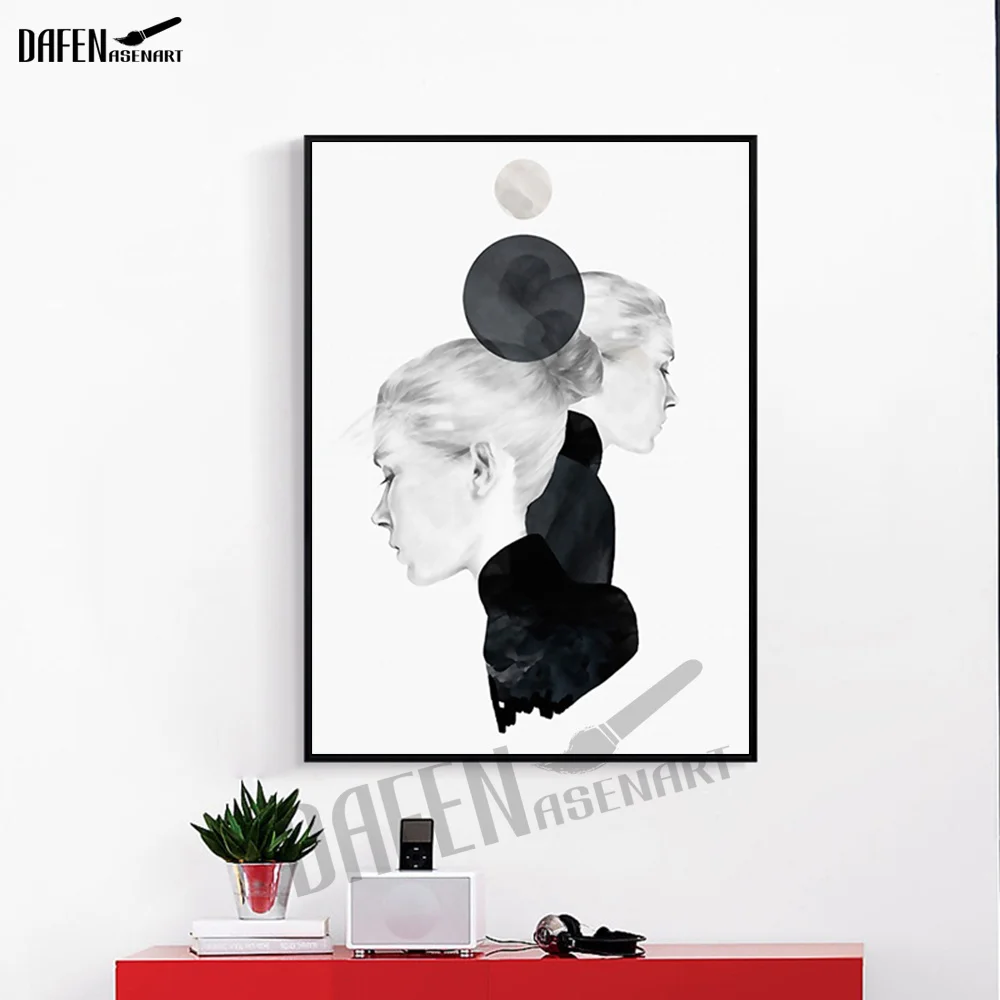 Фото Черно белый женский плакат на холсте в скандинавском стиле - купить