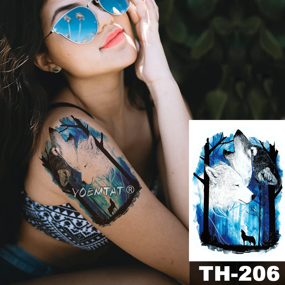 Waterproof Temporary Tattoo Sticker Blue night star sky wolf pattern animals Water Transfer body art flash fake tatoo
Waterproof Temporary Tattoo Sticker Blue night star sky wolf pattern animals Water Transfer body art flash fake tatoo