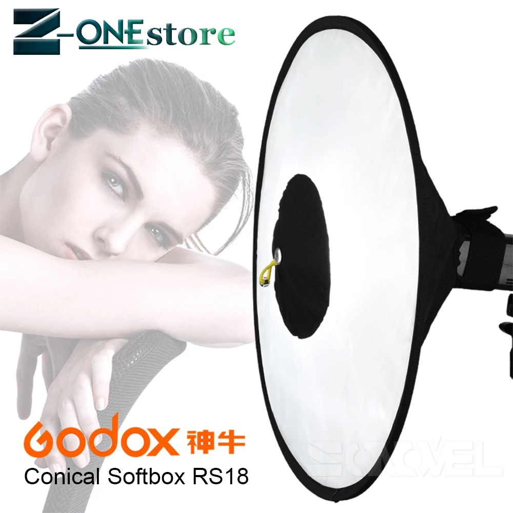 Godox Conical SoftBox RS18 Portable Foldable Circular Soft Diffuser Universal For Most of the Camera Flash/Speedlite/AD200,etc
Godox Conical SoftBox RS18 Portable Foldable Circular Soft Diffuser Universal For Most of the Camera Flash/Speedlite/AD200,etc