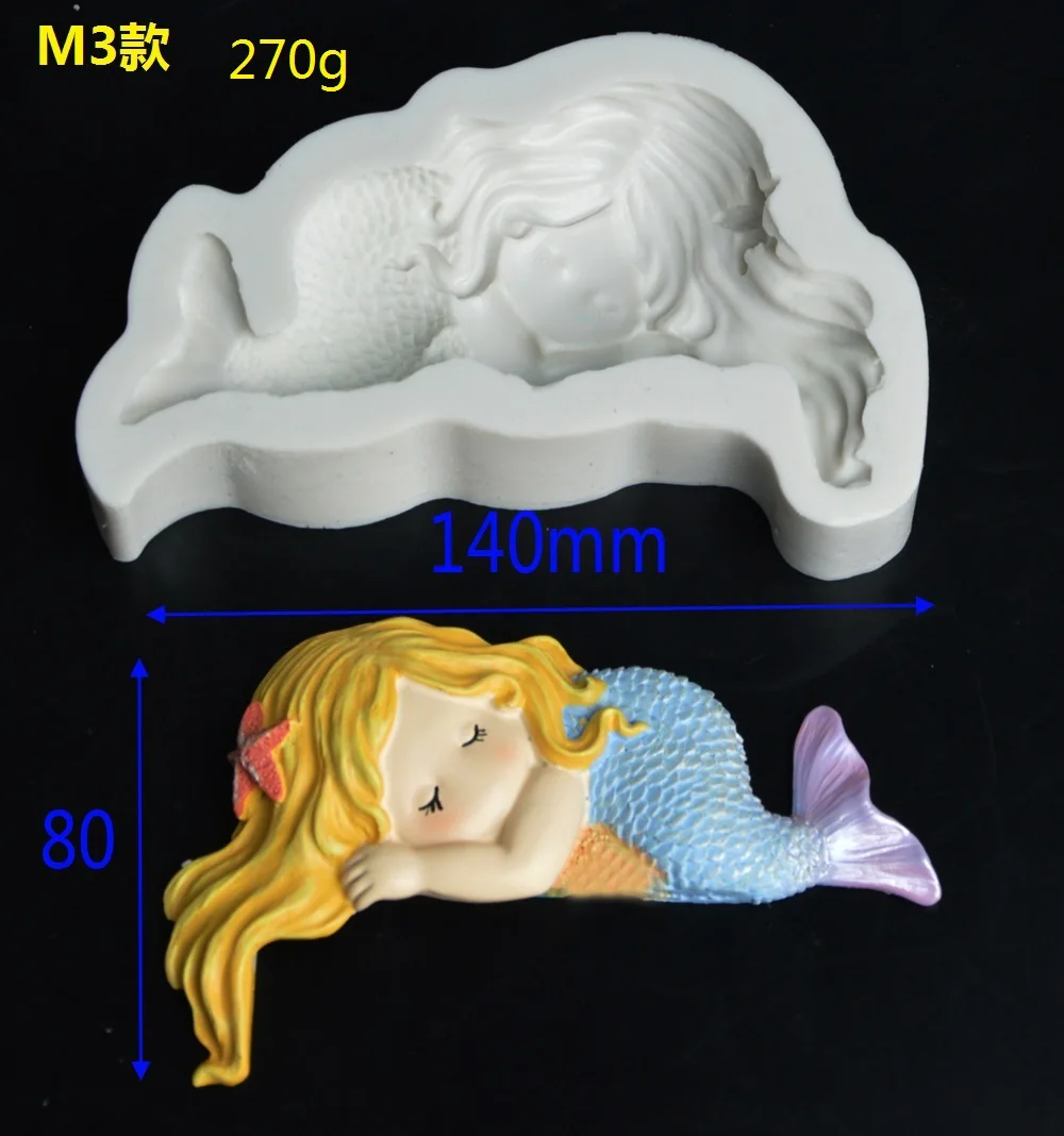 Wedding Birthday Lovely Mermaid Fondant Cake Decoration Mould Candy Chocolate Silicone Mould