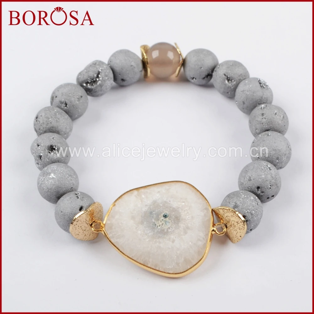 Кварцевые браслеты BOROSA Sun Flower золотой белый Солнечный кварцевый браслет с