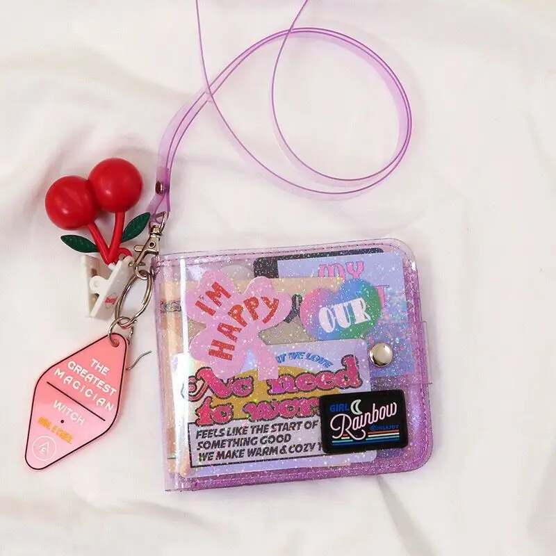 Розовый кошелек Transprent Jelly шейный лазерный Холтер для девушек Кошелек монет в