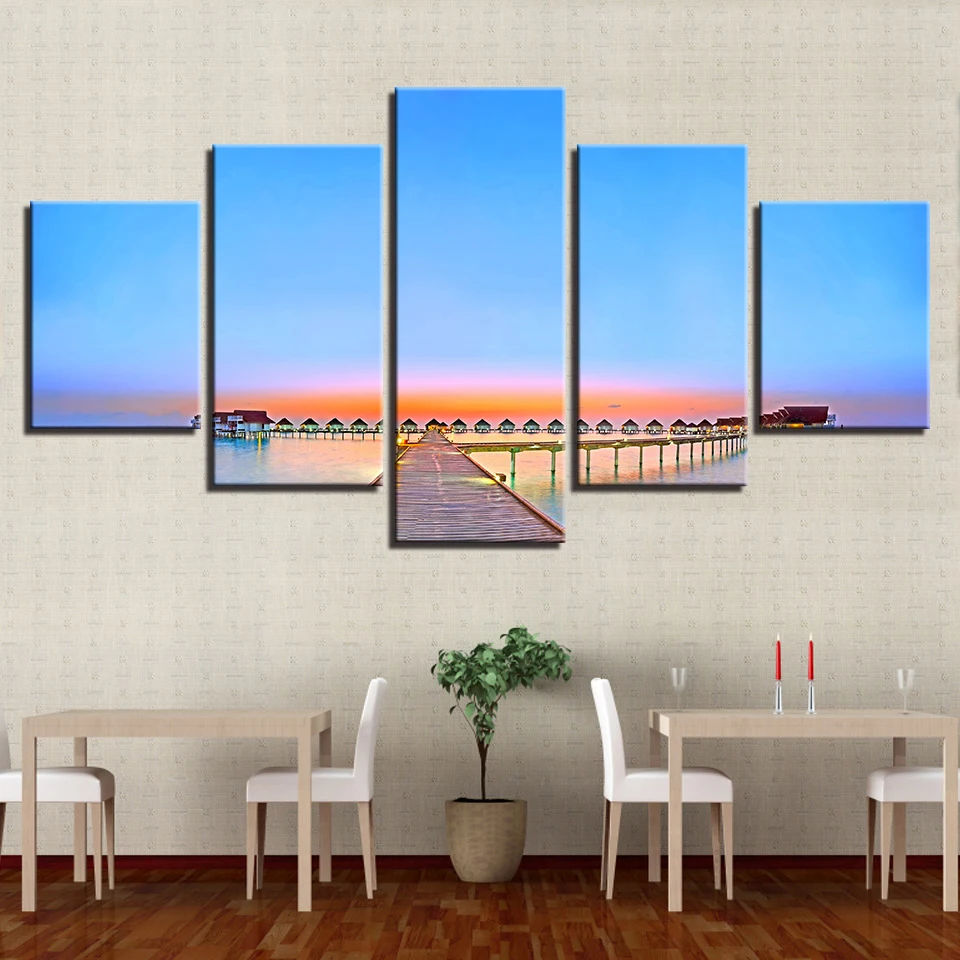 Decor Prints Living Room Painting Frame 5 Pieces Woods Bridge And House Sunrise Seascape Canvas Pictures Modular Poster Wall Art
Decor Prints Living Room Painting Frame 5 Pieces Woods Bridge And House Sunrise Seascape Canvas Pictures Modular Poster Wall Art