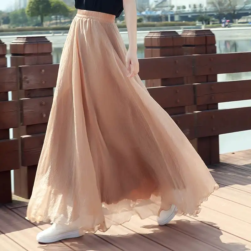 Summer Bohemia Long Skirts Women Stretch High Waist Solid Chiffon A-Line Skirt Casual Pleated Maxi Skirt Faldas Saias Streetwear
Summer Bohemia Long Skirts Women Stretch High Waist Solid Chiffon A-Line Skirt Casual Pleated Maxi Skirt Faldas Saias Streetwear