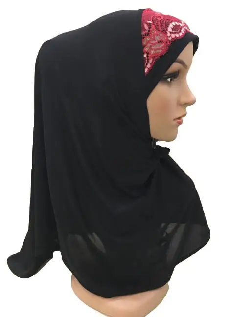 Women Scarf Hijab Cap Hat Headwear Wrap Lace Patchwork Turban Beanie Amira Muslim Islamic Full Cover Prayer Headscarf | Тематическая