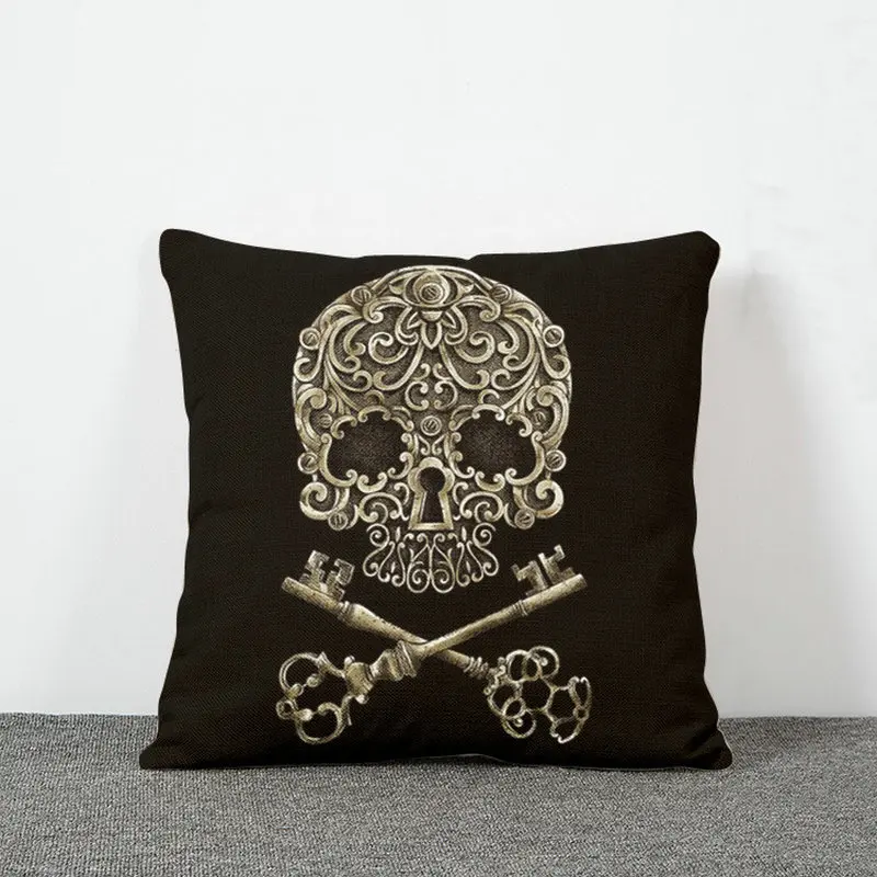 

Skulls Cushion Cover For Halloween Gifts Flax Pillow Case Office Waist On Personality without the core