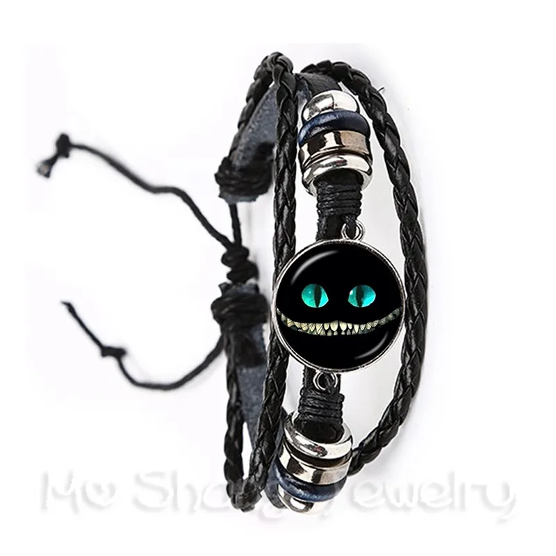 Alice In Wonderland Bracelets Cheshire Cat Glass Round Dome DIY Jewelry Black/Brown 2 Color Leather Bangle For Men Women Gift
Alice In Wonderland Bracelets Cheshire Cat Glass Round Dome DIY Jewelry Black/Brown 2 Color Leather Bangle For Men Women Gift