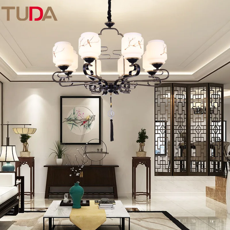 TUDA LED Chandelier Chinese Retro Frosted Glass Chandelier Living Room Dining Room Bedroom Wrought Iron Chandelier E27 110V 220V
TUDA LED Chandelier Chinese Retro Frosted Glass Chandelier Living Room Dining Room Bedroom Wrought Iron Chandelier E27 110V 220V