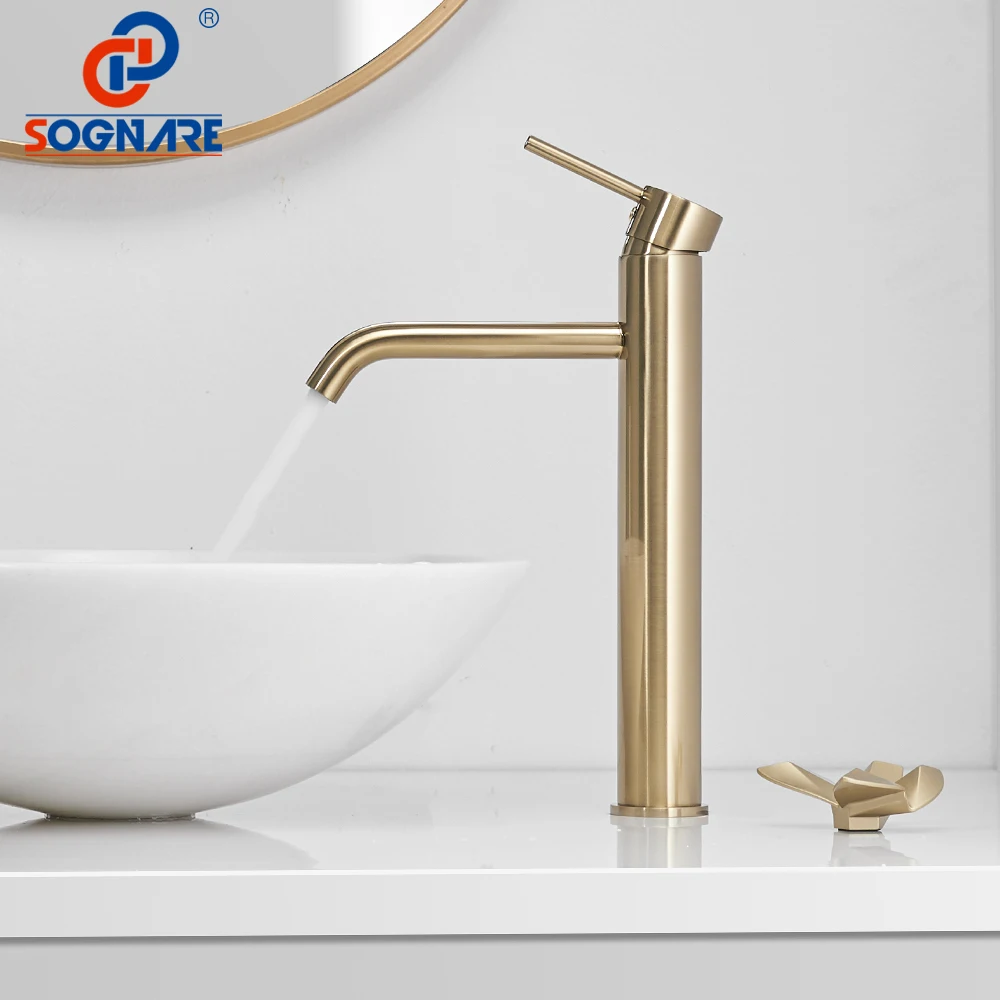 SOGNARE Basin Faucet Bathroom Faucet Mixers Water Tap Luxury Waterfall Tap Tall Bathroom Basin Faucet in Brushed Gold Mixer Taps
SOGNARE Basin Faucet Bathroom Faucet Mixers Water Tap Luxury Waterfall Tap Tall Bathroom Basin Faucet in Brushed Gold Mixer Taps
