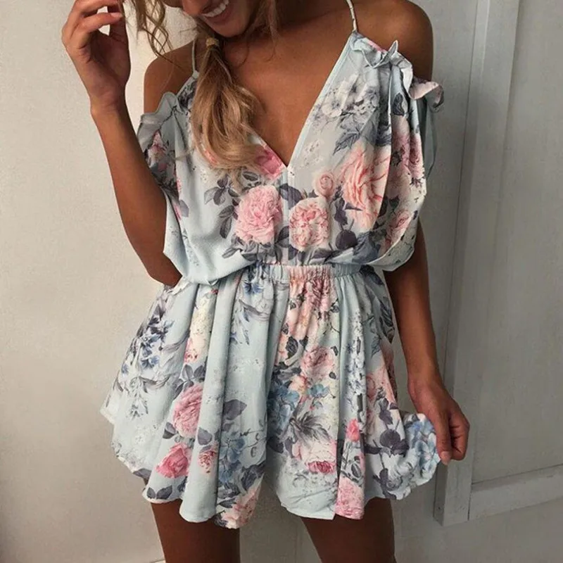 Elegant Sweet Floral Print Women Playsuits Sexy Ruffles Backless Jumpsuit Shorts Spaghetti Straps Party Beach Playsuit Overalls
Elegant Sweet Floral Print Women Playsuits Sexy Ruffles Backless Jumpsuit Shorts Spaghetti Straps Party Beach Playsuit Overalls