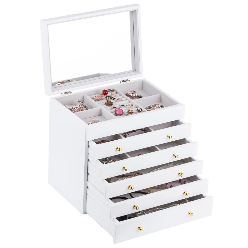 Brown Large Wooden Jewelry Box White Organiser Velvet Rings Earring Bracelet Storage Display Packaging Mirror Vintage Case Gifts
Brown Large Wooden Jewelry Box White Organiser Velvet Rings Earring Bracelet Storage Display Packaging Mirror Vintage Case Gifts