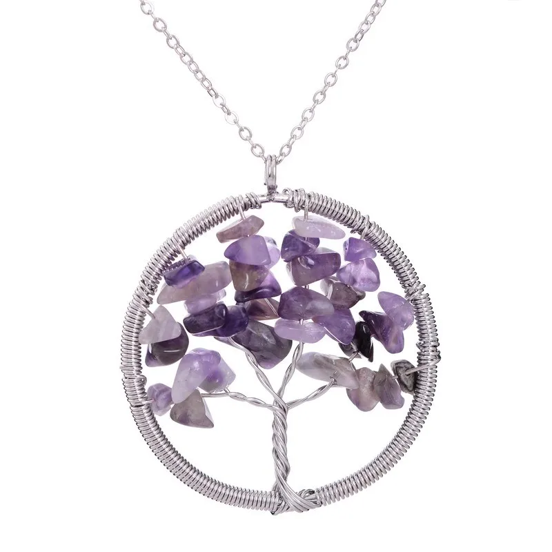 Multicolor 7 Chakra stone Tree Of Life Quartz Pendant Necklace Wisdom wire wrapped Natural Stone Necklaces
Multicolor 7 Chakra stone Tree Of Life Quartz Pendant Necklace Wisdom wire wrapped Natural Stone Necklaces