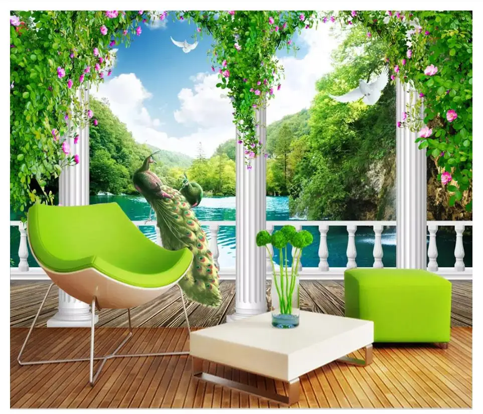 Custom photo wallpaper 3d wallpaper for walls 3 d Fresh European-style cylindrical peacock landscape TV background wall decor 
Custom photo wallpaper 3d wallpaper for walls 3 d Fresh European-style cylindrical peacock landscape TV background wall decor