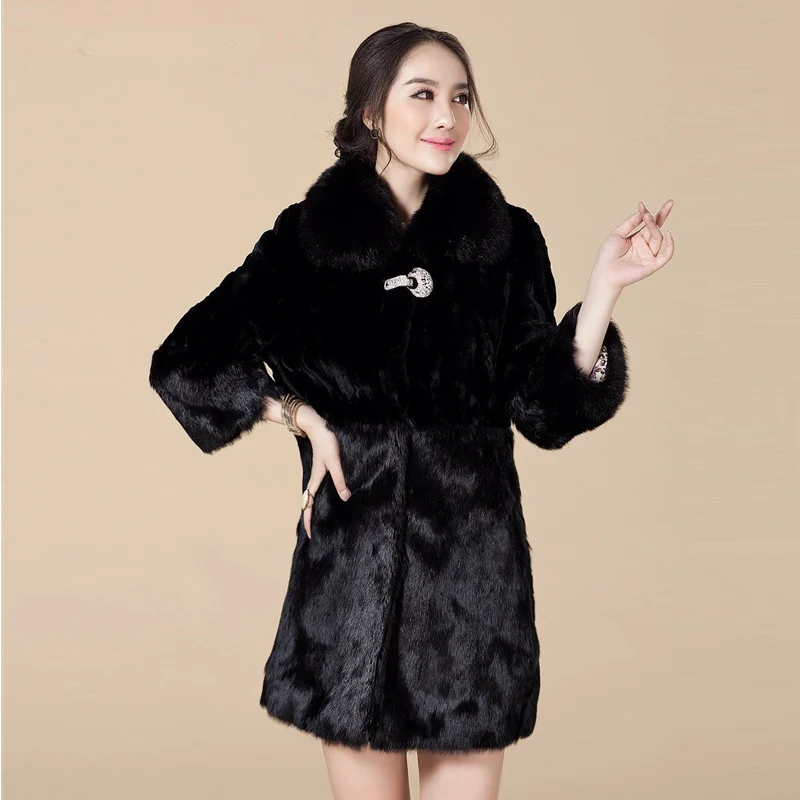 Plus Size 5XL Women's Medium-long Artificial Rabbit Fur Patchwork Mink Fur Coat Fox Fur Collar Outerwear Women Warm Winter Coats
Plus Size 5XL Women's Medium-long Artificial Rabbit Fur Patchwork Mink Fur Coat Fox Fur Collar Outerwear Women Warm Winter Coats