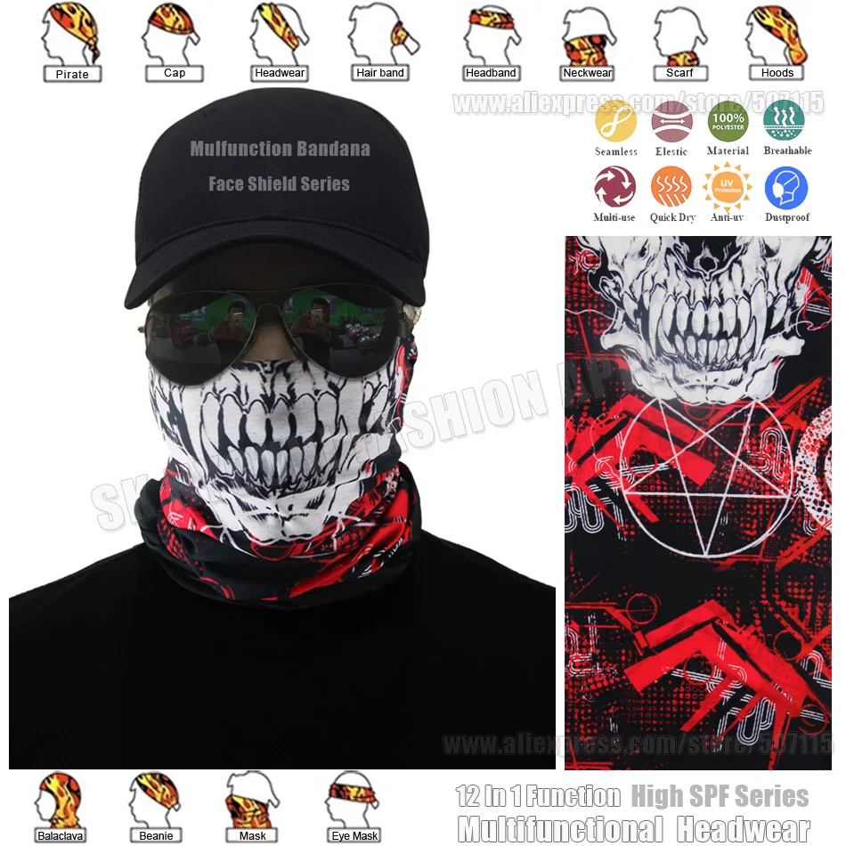 High Quality Most Polular SkullCycling Face Shield Mask Seamless Multifunctional Bandana Scarf Elastic Headband Neck Tube Scarf
High Quality Most Polular SkullCycling Face Shield Mask Seamless Multifunctional Bandana Scarf Elastic Headband Neck Tube Scarf