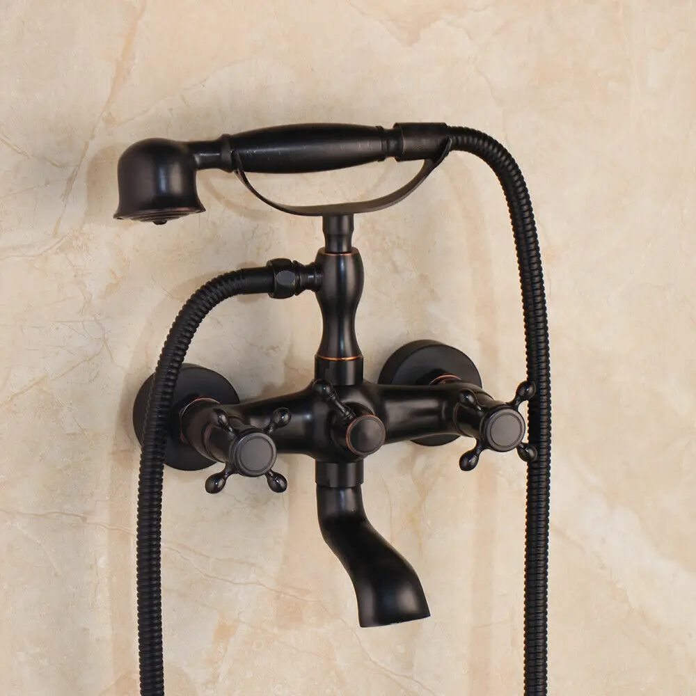 Ванна настенного монтажа смеситель масляной бронзы в стиле телефона для ванны и раковины в ванной комнате с душем ручной лейкой ZD1122.