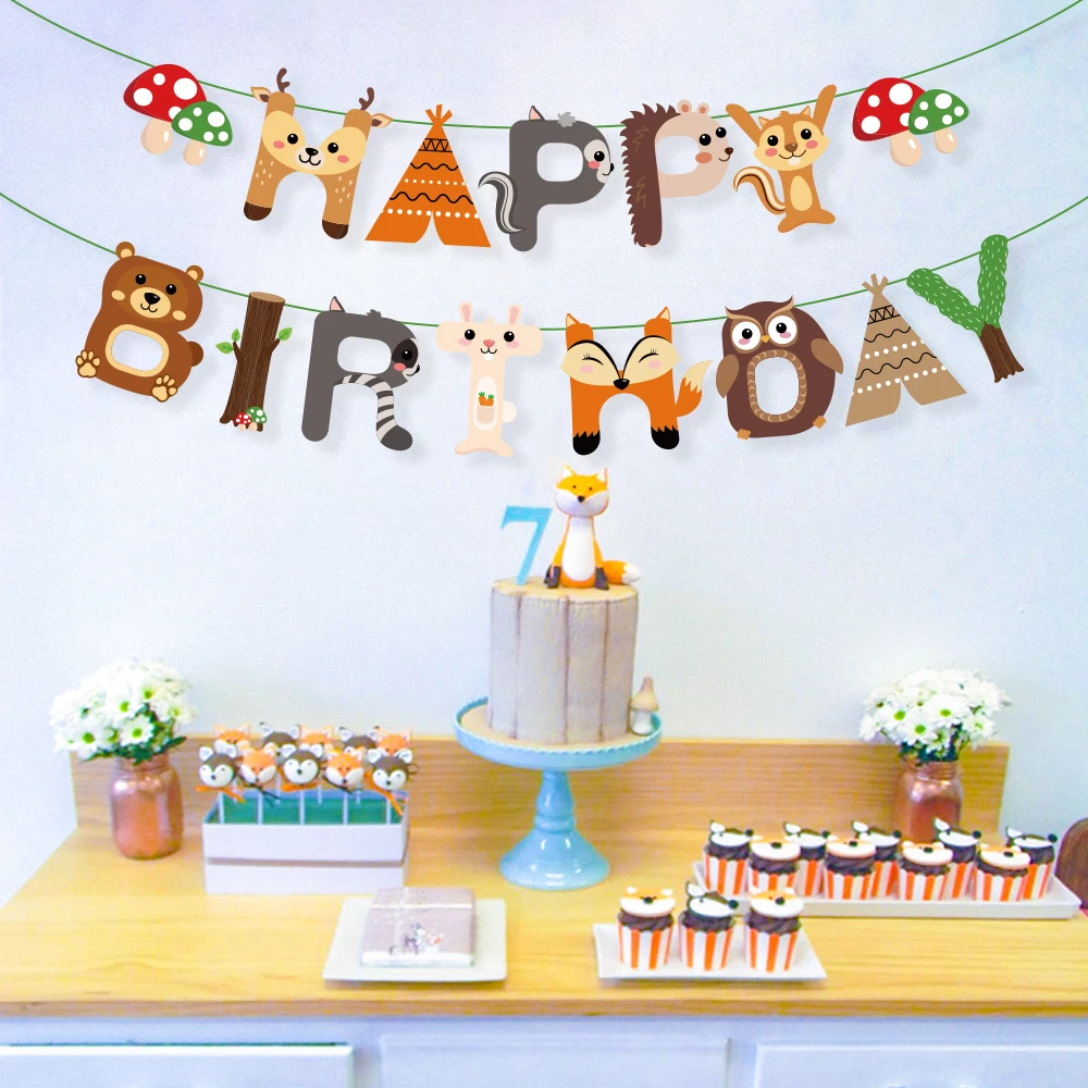 618 Sale Promotion Baby Woodland Happy Birthday Banners Safari Jungle Party Decorations Forest Cartoon Animals Kids Party Favors
618 Sale Promotion Baby Woodland Happy Birthday Banners Safari Jungle Party Decorations Forest Cartoon Animals Kids Party Favors
