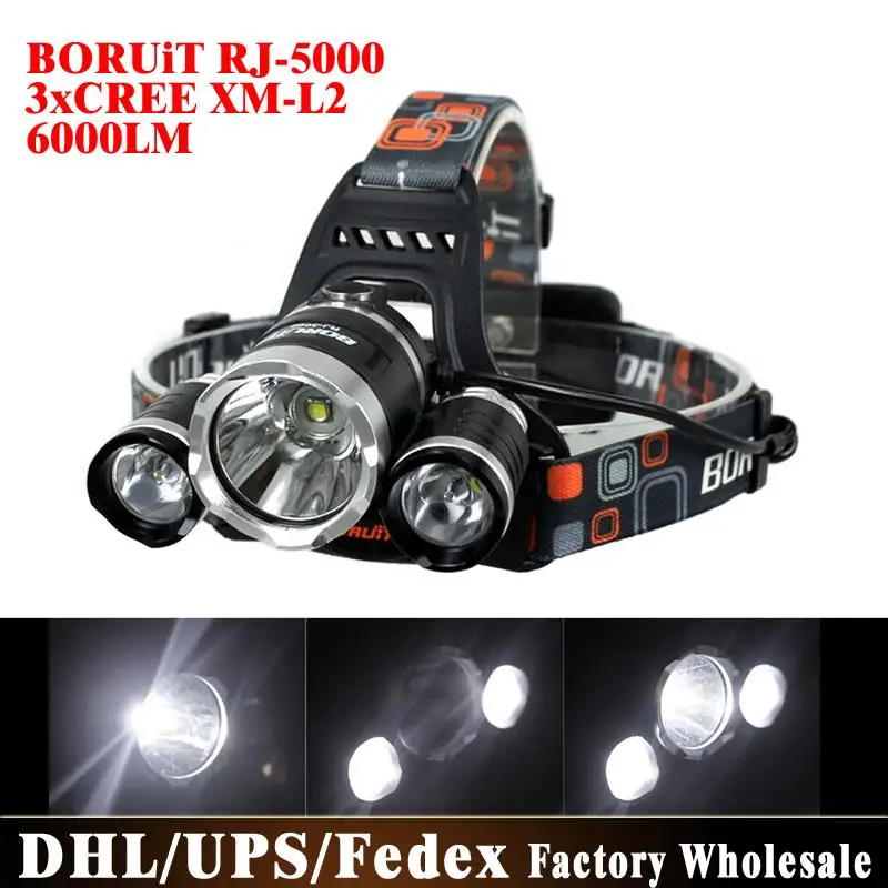 DHL 10pcs/lot RJ-5000 3x XML L2 LED 6000Lm Rechargeable ( 2*18650) Headlamp Headlight
DHL 10pcs/lot RJ-5000 3x XML L2 LED 6000Lm Rechargeable ( 2*18650) Headlamp Headlight