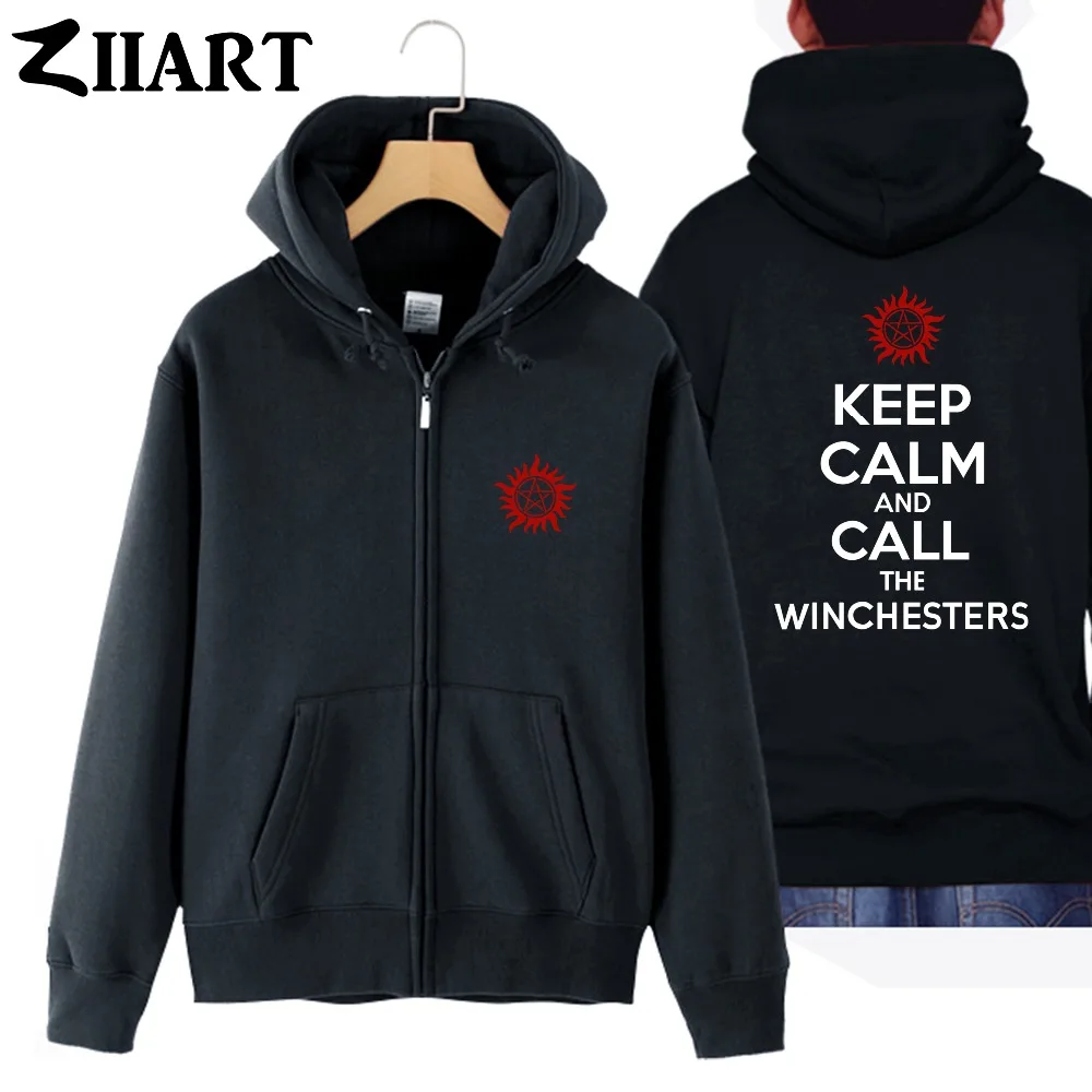 Supernatural Anti-possession KEEP CALM and CALL THE WINCHESTERS couple clothes boy man male cotton full zip hooded Coats Jackets
Supernatural Anti-possession KEEP CALM and CALL THE WINCHESTERS couple clothes boy man male cotton full zip hooded Coats Jackets