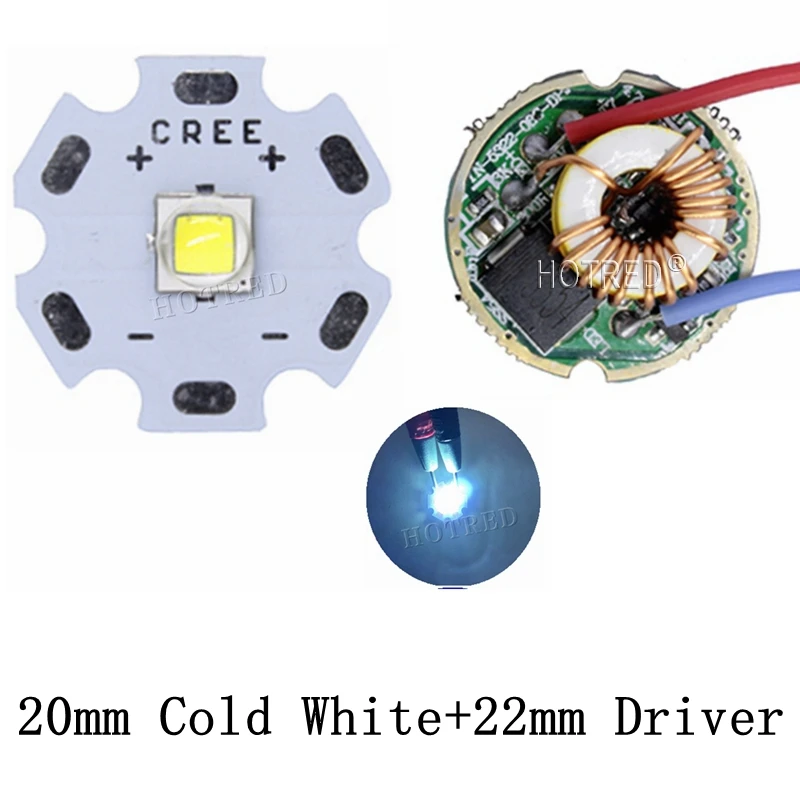 10W Cree XM-L2 T6 XML2 T6 LED Light 20mm PCB White Warm White Neutral White + 22mm 5 Modes 3-12V Driver For DIY Torch Flashlight
10W Cree XM-L2 T6 XML2 T6 LED Light 20mm PCB White Warm White Neutral White + 22mm 5 Modes 3-12V Driver For DIY Torch Flashlight