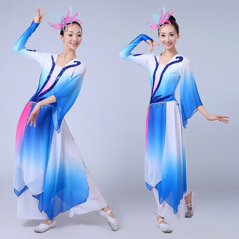 women elegant Chinese Folk dance costumes sequins Embroidery Hanfu yangko/umbrella/fan classical dance costumes for performance
women elegant Chinese Folk dance costumes sequins Embroidery Hanfu yangko/umbrella/fan classical dance costumes for performance
