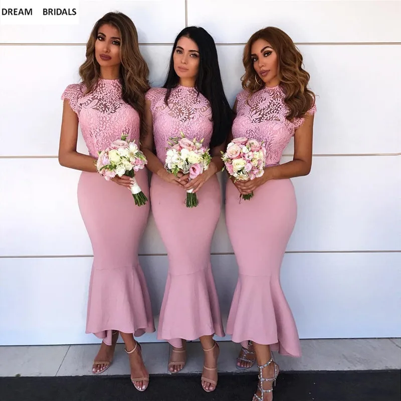 2019 Wonderful Lace Mermaid O-Neck Bridesmaid Dresses Tea Length Short Maid Of Honor Dresses Cheap Wedding Party Gowns
2019 Wonderful Lace Mermaid O-Neck Bridesmaid Dresses Tea Length Short Maid Of Honor Dresses Cheap Wedding Party Gowns