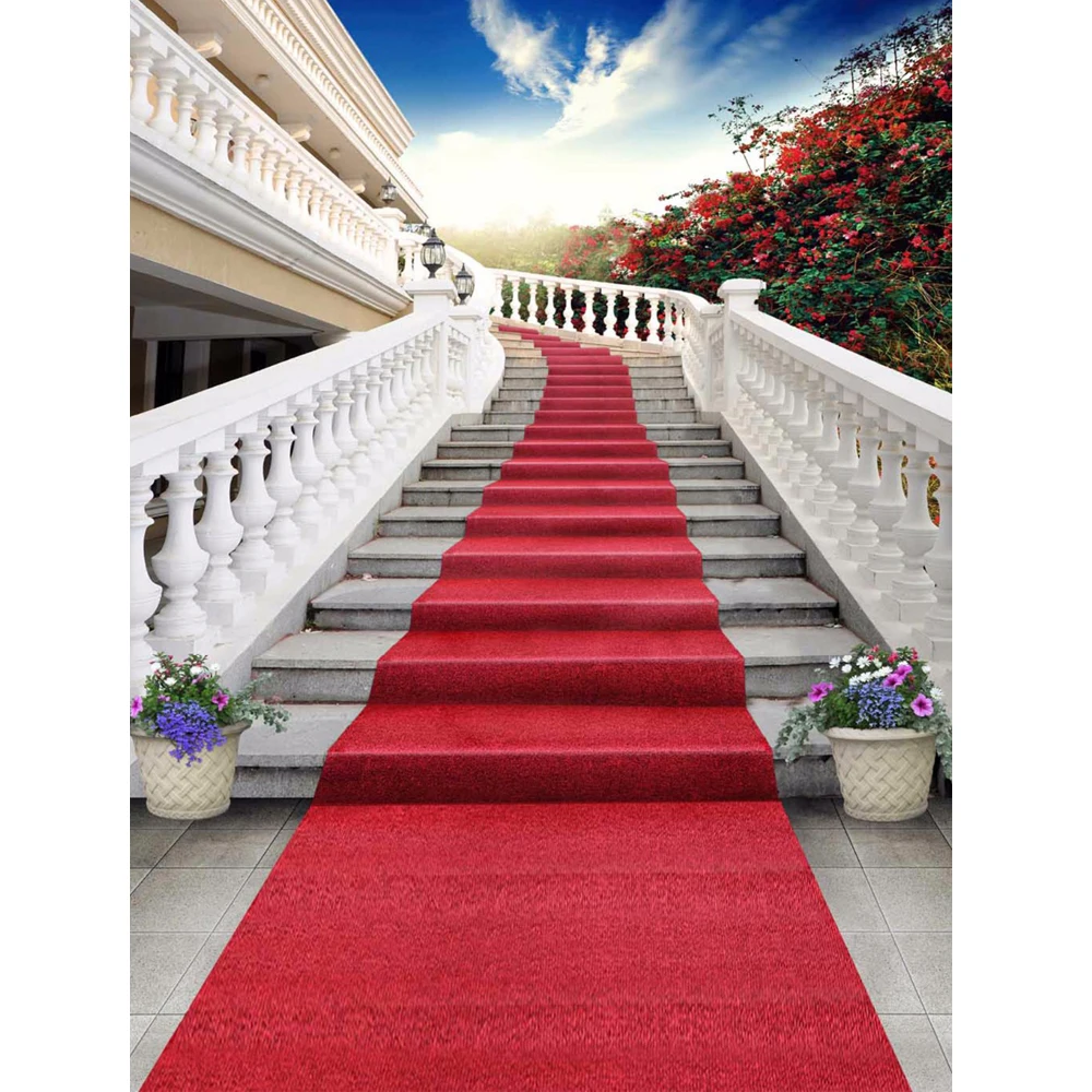 Фото Фон для студийной фотосъемки с изображением дворца лестницы красной ковровой