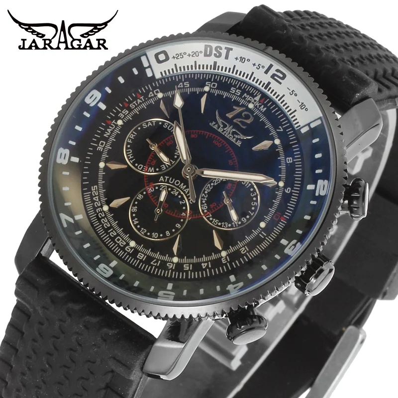 Jargar JAG6066M3B2 New men Automatic fashion watch black wristwatch For Men with silicone band best gift free shipping
Jargar JAG6066M3B2 New men Automatic fashion watch black wristwatch For Men with silicone band best gift free shipping