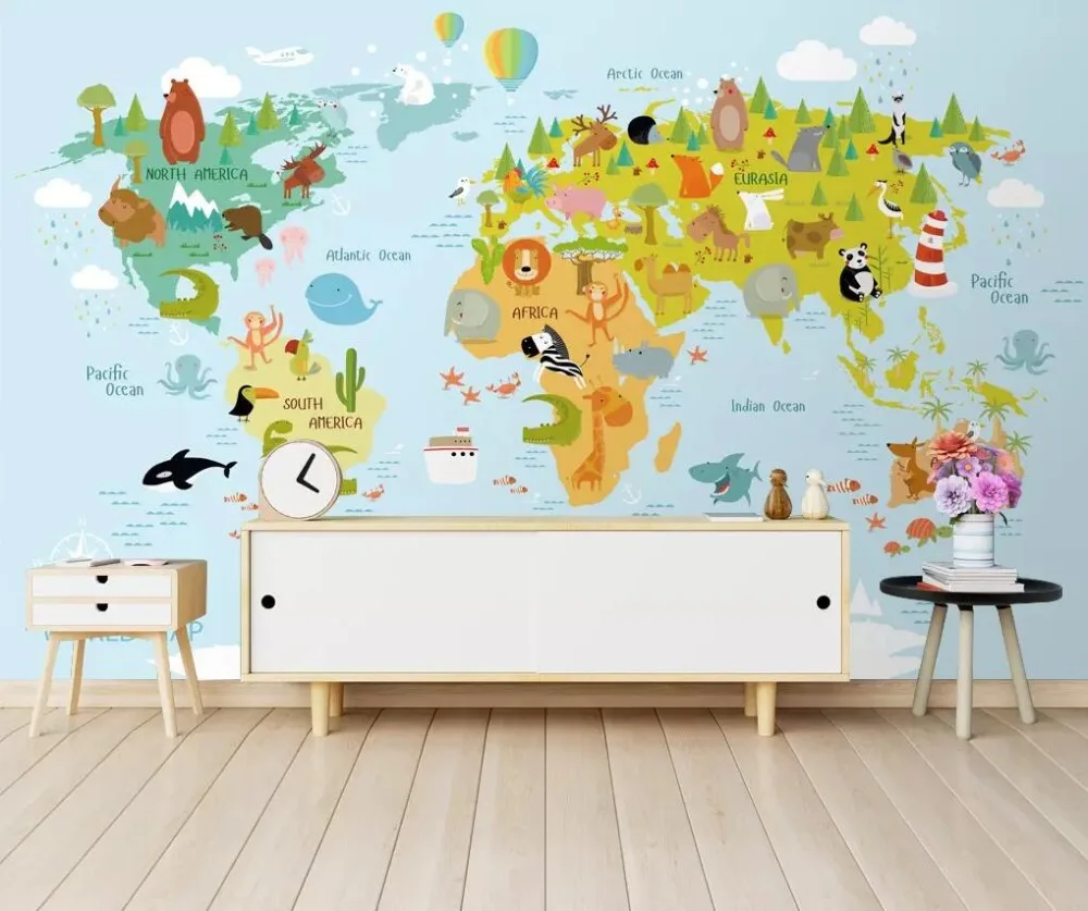 Nordic contracted hand-painted cartoon balloon aircraft children's room background wall
Nordic contracted hand-painted cartoon balloon aircraft children's room background wall