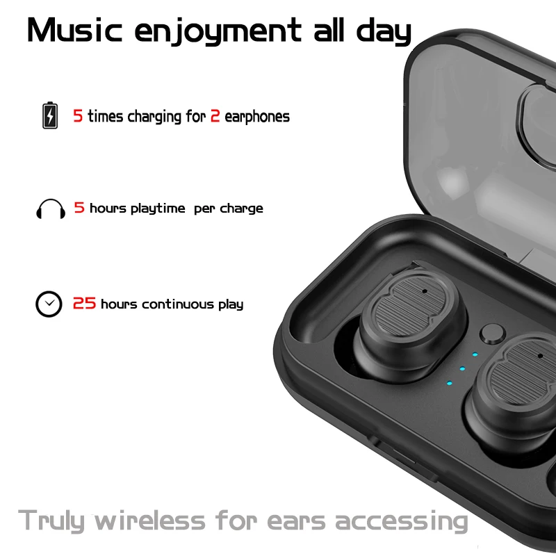 Bluetooth V5.0 TWS True Wireless Earbuds Earphone With Mic Hi-Fi Stereo Sound Waterproof Sports Headset With Charging Box
Bluetooth V5.0 TWS True Wireless Earbuds Earphone With Mic Hi-Fi Stereo Sound Waterproof Sports Headset With Charging Box