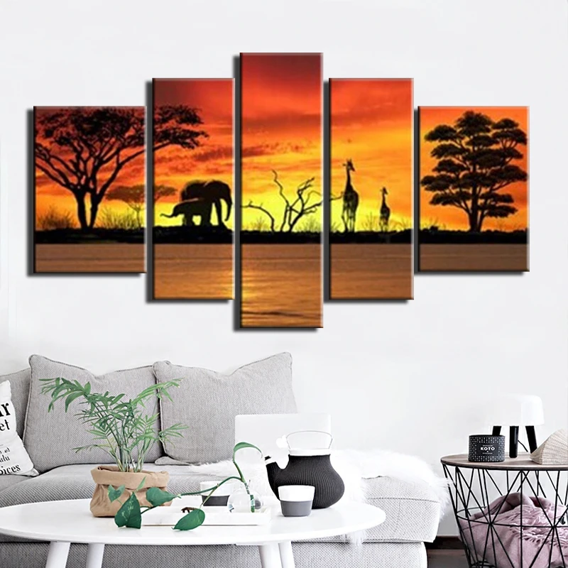 100%Hand Painted Landscape painting Abstract Animal Elephant and Giraffe Home Decor Oil Painting on Canvas 5 Panels Wall Art
100%Hand Painted Landscape painting Abstract Animal Elephant and Giraffe Home Decor Oil Painting on Canvas 5 Panels Wall Art