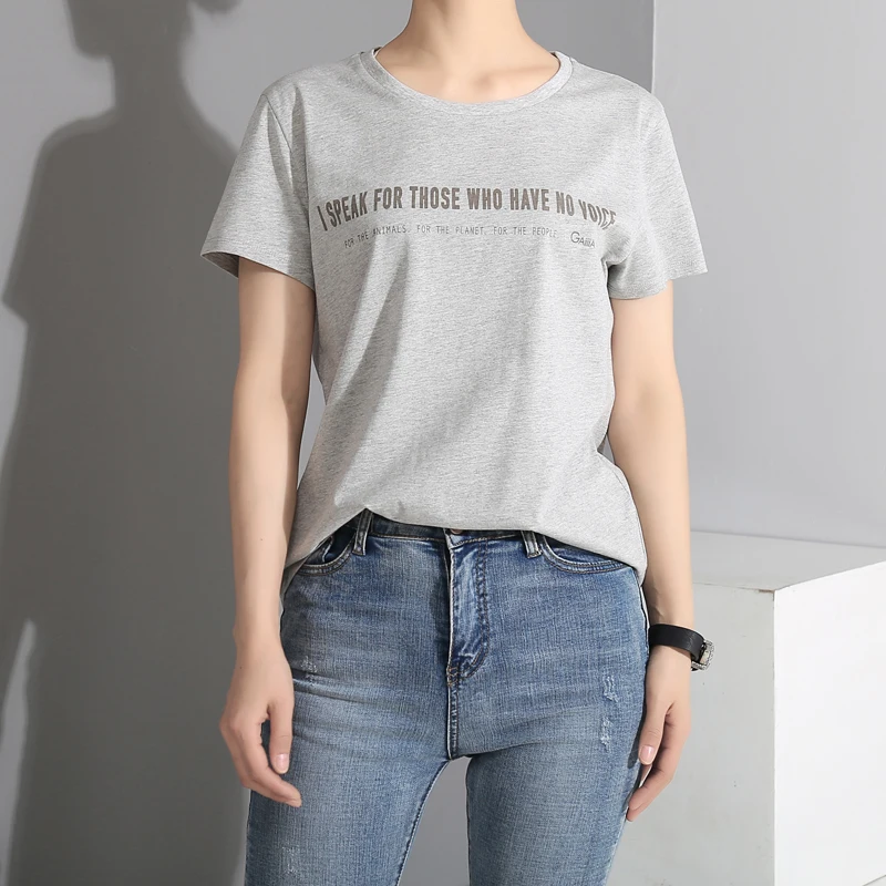 2018 Gaiiia женский топ 100% супер мягкий хлопок Премиум футболка с буквенным принтом