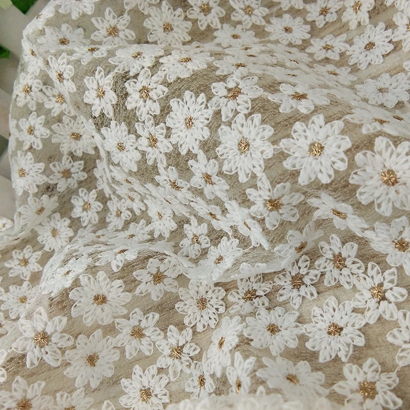 1 Yard Daisy Flowers Embroidered Lace Fabric Tulle Summer African Fabric For Womens Wedding Dress Sewing Net French Fabric Craft
1 Yard Daisy Flowers Embroidered Lace Fabric Tulle Summer African Fabric For Womens Wedding Dress Sewing Net French Fabric Craft