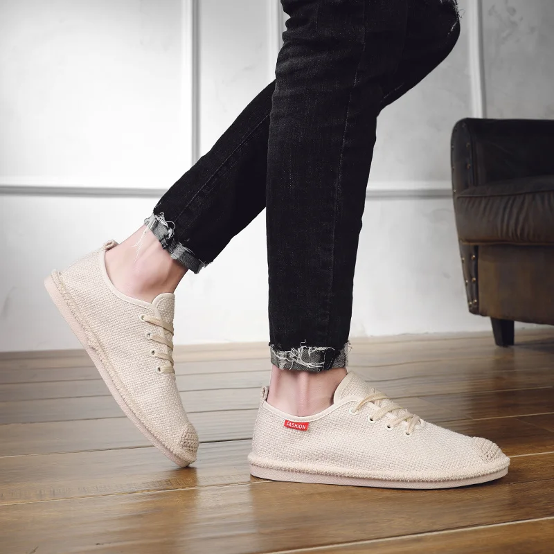 AKZ Spring Summer loafers Men's casual shoes Hemp Lace up Fisherman shoes Comfortable Breathable Walking Shoes Male Flat Shoes
AKZ Spring Summer loafers Men's casual shoes Hemp Lace up Fisherman shoes Comfortable Breathable Walking Shoes Male Flat Shoes