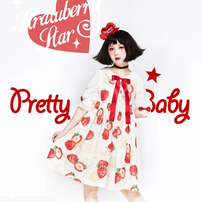 Star Moon Strawberry Super Cute Women's Lolita OP Dress Summer Short Sleeve Dress Bows Trim One Piece White/Blue/Black Sweet
Star Moon Strawberry Super Cute Women's Lolita OP Dress Summer Short Sleeve Dress Bows Trim One Piece White/Blue/Black Sweet