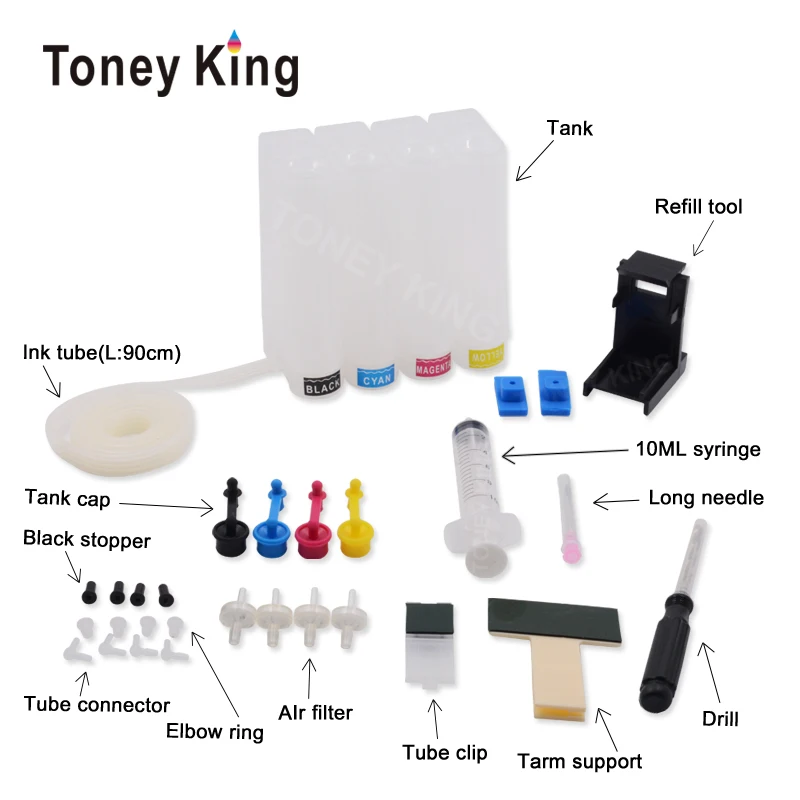 Система подачи чернил СНПЧ Toney King, 4 цвета, для картриджа HP 302 XL DeskJet 302 1110 1111 1112 2130 2131
Система подачи чернил СНПЧ Toney King, 4 цвета, для картриджа HP 302 XL DeskJet 302 1110 1111 1112 2130 2131