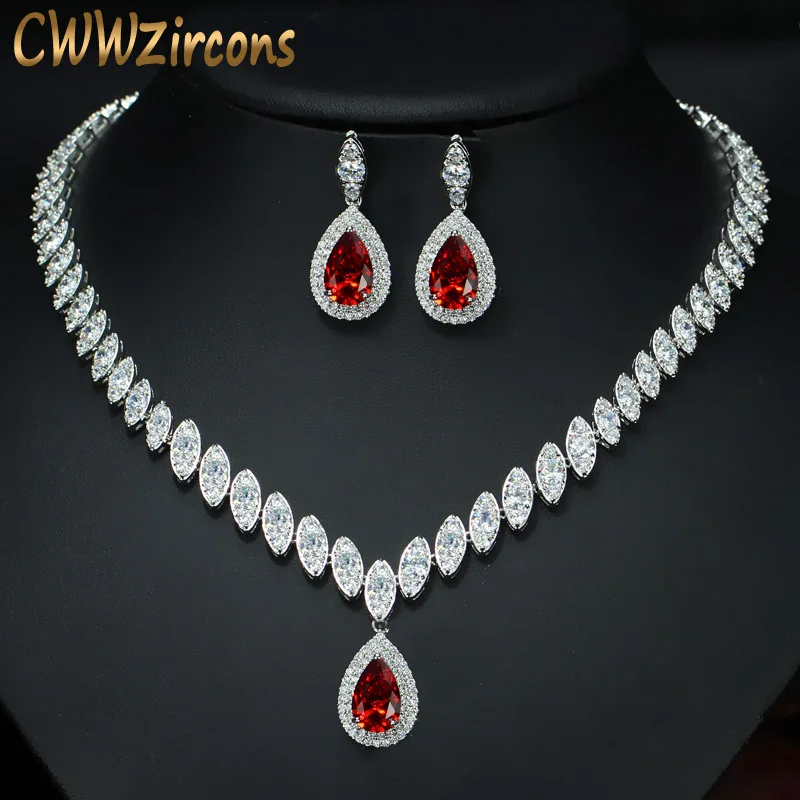CWWZircons Nigerian Big Water Drop Cubic Zirconia Setting Red Crystal Wedding Bridal Jewelry Sets Gifts for Bridesmaids T110
CWWZircons Nigerian Big Water Drop Cubic Zirconia Setting Red Crystal Wedding Bridal Jewelry Sets Gifts for Bridesmaids T110