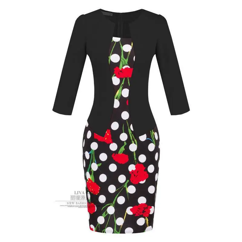 YANQINGHUAN 2018 Women's Autumn Fashion Flowers Print Pencil Dress Fake Two Business Attire Dress Back Zipper Package Hip Dress
YANQINGHUAN 2018 Women's Autumn Fashion Flowers Print Pencil Dress Fake Two Business Attire Dress Back Zipper Package Hip Dress