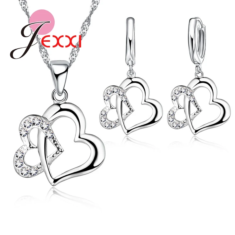 New Romantic Wedding Lovers Gift Accessories 925 Sterling Silver Necklace Earrings Crystal Loving Heart Jewelry Sets Women
New Romantic Wedding Lovers Gift Accessories 925 Sterling Silver Necklace Earrings Crystal Loving Heart Jewelry Sets Women