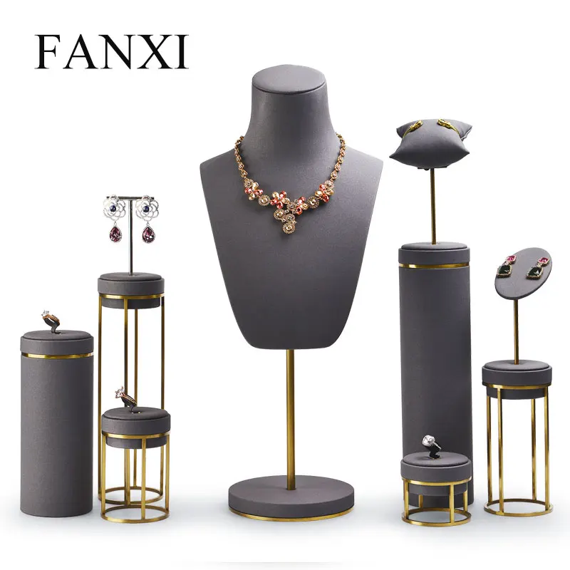 FANXI Jewelry Display Leather Necklace Earring Bracelet Display Stand Neckalce Bust Display Setwith Metal Base
FANXI Jewelry Display Leather Necklace Earring Bracelet Display Stand Neckalce Bust Display Setwith Metal Base