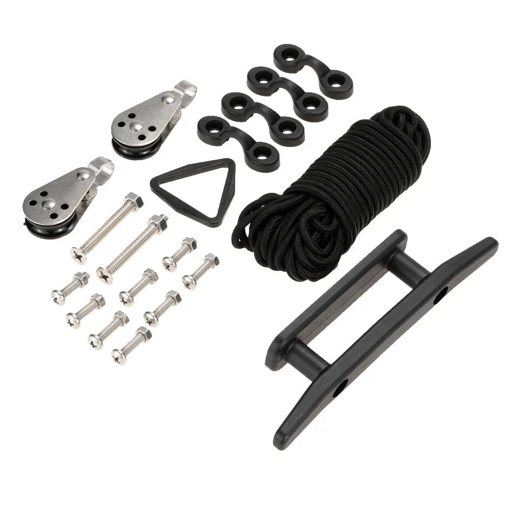 19 in 1 Kayak Canoe Anchor Trolley Kit Set Pulley Cleat Nylon Pad Eyes 30ft Rope 10pcs Screws with Nuts Kayak Accessories
19 in 1 Kayak Canoe Anchor Trolley Kit Set Pulley Cleat Nylon Pad Eyes 30ft Rope 10pcs Screws with Nuts Kayak Accessories